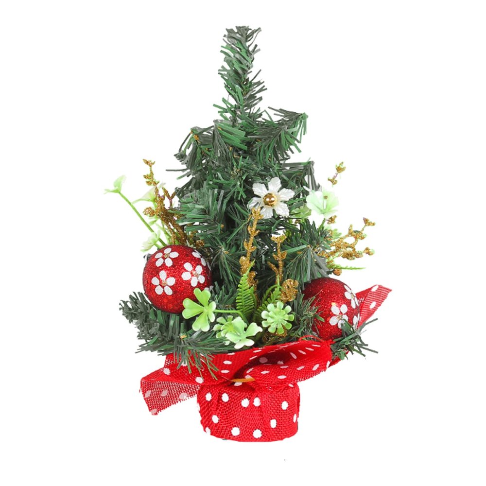 awakentti 10 Inch Christmas Tree, Mini Christmas Tree Set, Realistic and Festive, Table Top Artificial Christmas Trees, Ideal for Living Room, Bedroom, Bookshelf (White Dot Bottom)
