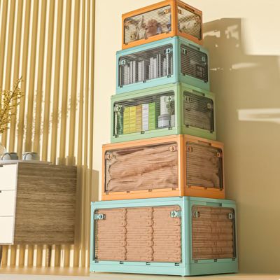 DELURA Bedside Table, Multifunctional Storage Box, Bedroom, Wardrobe, Living Room, Study Storage Cabinet, Portable Travel Folding Storage Box (Color : B, Size : 4)
