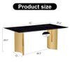 71inch Large Marble Dining Table, Faux Marble Kitchen Table for 6-8, Modern Rectangular Dining Room Table with 0.39" Tempered Glass Top & Gold Stainless Steel Base, Home Dining Room Furniture view 3