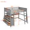 Brabrety Full Size Loft Bed with Drawers and Desk,Wooden LoftBed with Shelves,Space Saving, Ideal for Teen bedrooms (Grey@E) view 2