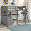 Brabrety Full Size Loft Bed with Drawers and Desk,Wooden LoftBed with Shelves,Space Saving, Ideal for Teen bedrooms (Grey@E) view 3