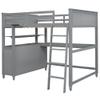 Brabrety Full Size Loft Bed with Drawers and Desk,Wooden LoftBed with Shelves,Space Saving, Ideal for Teen bedrooms (Grey@E) view 4