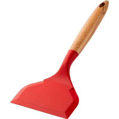 1PCS Silicone Pancakes Spatula,Non-Stick Spatula Wide Mouth Silicone Pizza Shovel Steak Shovel for Kitchen(red)
