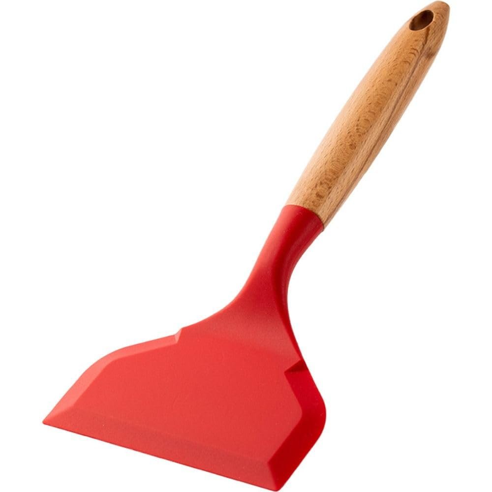 1PCS Silicone Pancakes Spatula,Non-Stick Spatula Wide Mouth Silicone Pizza Shovel Steak Shovel for Kitchen(red)