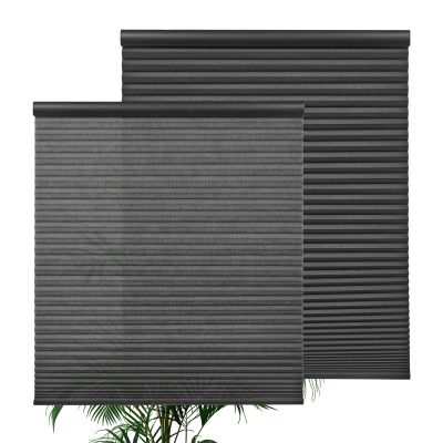 Persilux Custom 100% Blackout Cellular Shades Cordless Room Darkening Blinds for Windows (Black, 41.5"W x 48"H) 1.8" Single Honeycomb Window Shades Thermal Insulated Blinds for Windows, Bedroom, Doors