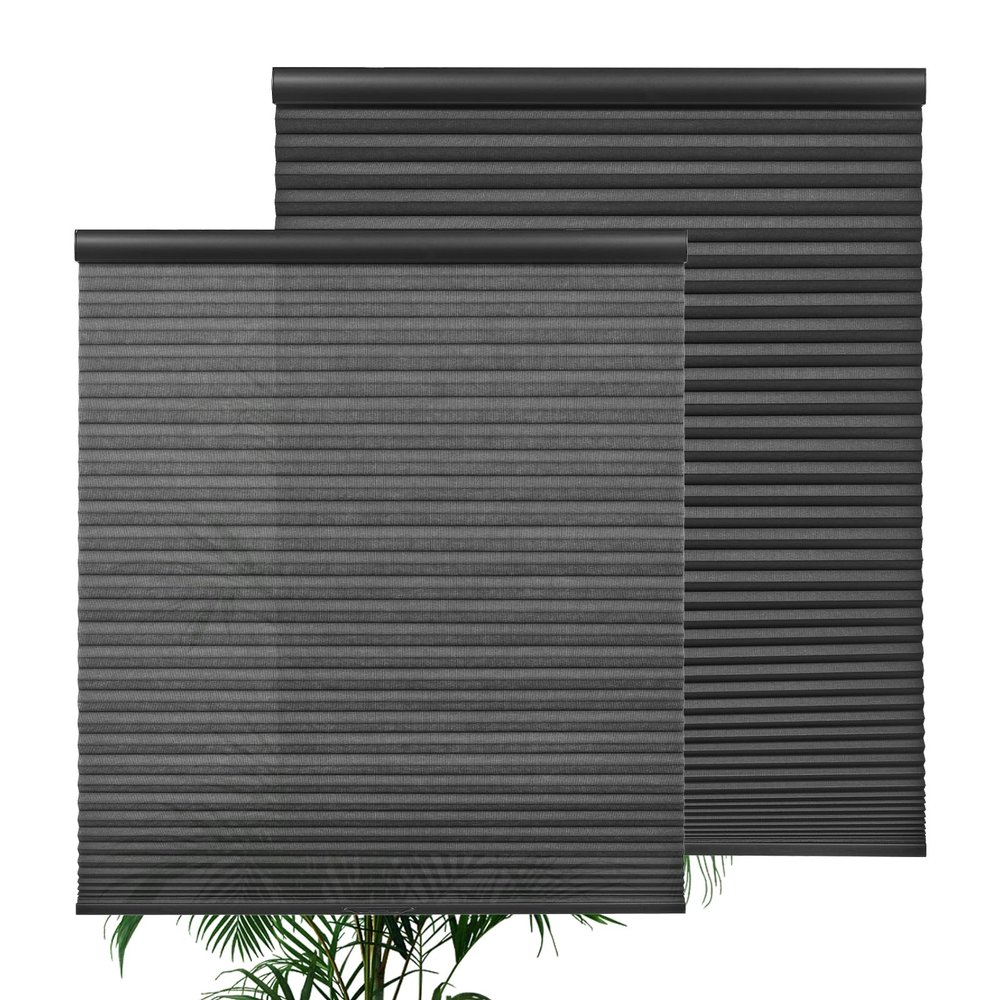 Persilux Custom 100% Blackout Cellular Shades Cordless Room Darkening Blinds for Windows (Black, 41.5"W x 48"H) 1.8" Single Honeycomb Window Shades Thermal Insulated Blinds for Windows, Bedroom, Doors