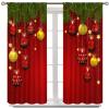 Christmas Curtains,Winter Christmas Themed Fir Tree Branches and Colorful Ball Pattern Print Curtains Home Bedroom Living Room Kitchen Decoration,Red 42x54 Inch view 3