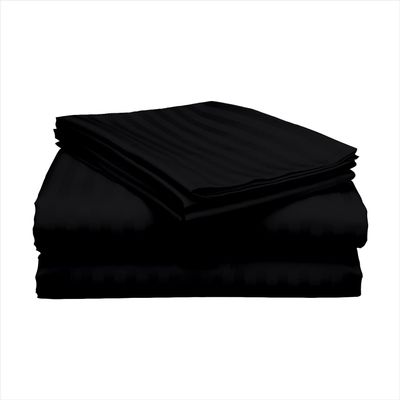 PARMANUND BEDDING California King Size Pure Egyptian Cotton Sheets 800 Thread Count Bed Sheet Set Black Stripe Sateen Weave Long Staple 21" Deep Pocket Sheet Set