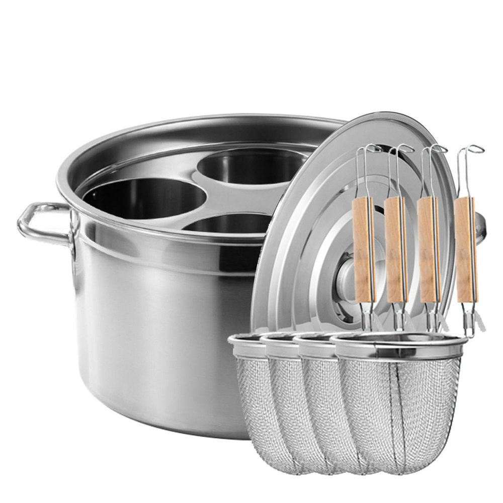 HMWOKPOT Commercial Pasta Cooker Insert Set, Stainless Steel Pasta Pot & Insert Strainer Basket Cookware for Home Kitchen Cooking Tool,45cm 5 Holes