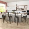 Giantex Metal Bar Stools Set of 4, 30" Bar Height Modern Industrial Barstools w/Removable Bucket Back & Footrest, High Back Bar Dining Chairs with Rubber Foot Pads for Kitchen Home Bar, Charcoal Grey view 2