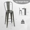 Giantex Metal Bar Stools Set of 4, 30" Bar Height Modern Industrial Barstools w/Removable Bucket Back & Footrest, High Back Bar Dining Chairs with Rubber Foot Pads for Kitchen Home Bar, Charcoal Grey view 3