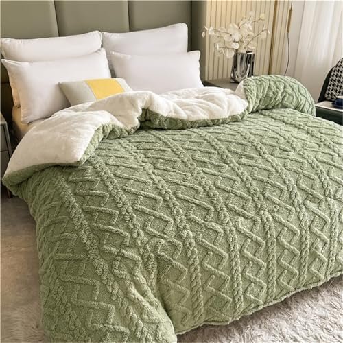 JOCCOS Thickened Super Soft Insulation Hibiscus Winter Quilt, Hibiscus Double Fabrics, Breathable Warmth Fluffy Plush Double Sided Velvet Blanket for Cold Weather (Green,59x79in(3kg))
