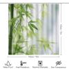 4Pcs Rustic Tree Bamboo Shower Curtain Sets with Non-Slip Rugs, Toilet Lid Cover and Bath Mat, Modern Sunshine Beautiful Natural Plant Bathroom Decor Set Waterproof Shower Curtains with 12 Hooks view 2
