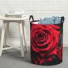 Round Laundry Basket with Handles Personalized Laundry Hamper for Bedroom Red Rose Circular Laundry Lightweight Waterproof Storage Basket Dirty Clothes Hamper for Bathroom Dorm view 1
