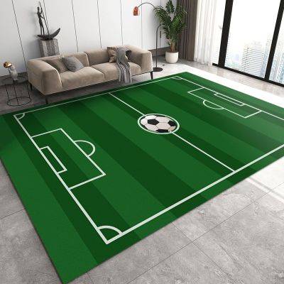 Area Rugs 5x8ft, Sports Green Field Kids Bedroom Rugs, Football Playground Large Decoration Nursery Rug, Soft Non-Slip for Decor Teen Boys Room Floor Lounge Nursery