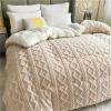 JOCCOS Thickened Super Soft Insulation Hibiscus Winter Quilt, Hibiscus Double Fabrics, Breathable Warmth Fluffy Plush Double Sided Velvet Blanket for Cold Weather (Khaki,59x79in(3kg)) view 1