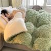 JOCCOS Thickened Super Soft Insulation Hibiscus Winter Quilt, Hibiscus Double Fabrics, Breathable Warmth Fluffy Plush Double Sided Velvet Blanket for Cold Weather (Khaki,59x79in(3kg)) view 2