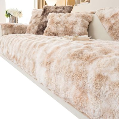 Sofa Slipcover Corner 3/2/1/4 Seater Sofa Cover, Non-Slip Sofa Cover, Luxury Rabbit Plush Sofa Covers, Super Soft Faux Fur Furniture Protector for Sectional Couch ( Color : #2 , Size : 90x210cm/35x82"