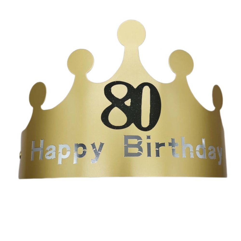 SPRICEMQC 80th Birthday Hat Paper Crown Golden King Crowns Gold Foil Party Crown Hat Cap for Birthday Celebration Photo Props