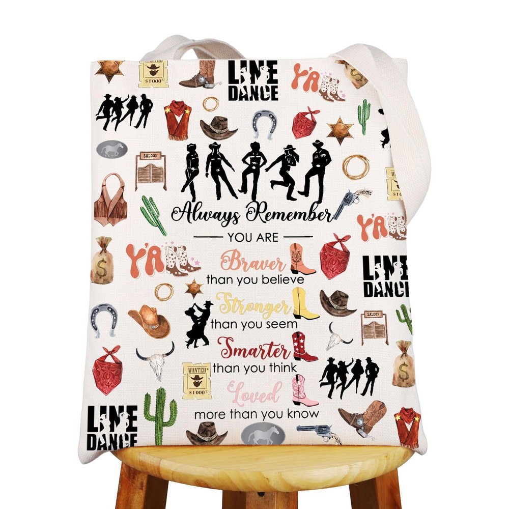 JNIAP Line Dance Tote Bag Country Music Line Dancing Gifts Line Dancer Gifts Line Dance Lover Grocery Bags (always Line Dance)