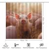 4Pcs Sunshine Piggy Shower Curtain Sets for Bathroom,Farmhouse Pig Cute Funny Animals Shower Curtain,Non-Slip Bathroom Rugs,Lid Toilet Cover,Bath Mat,Bathroom Decor Set Accessories view 2