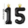 YFHVJTKO 40 Inch Number 15 Black Crown Balloon Set,15th Celebration Decorations for Happy 15th Birthday Party Wedding Bridal Shower Engagement Photo Shoot Anniversary Decoration, Black 15 Balloon view 3