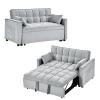 55" Loveseat Pull Out Couch, Modern Sleeper Sofa Couch w/Pull Out Bed Velvet Convertible Sleeper Sofa Bed, Tuft Futon Sofa Couch w/Pillows & Side Pockets Small Space, Living Room, Apartment view 1
