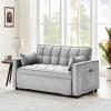 55" Loveseat Pull Out Couch, Modern Sleeper Sofa Couch w/Pull Out Bed Velvet Convertible Sleeper Sofa Bed, Tuft Futon Sofa Couch w/Pillows & Side Pockets Small Space, Living Room, Apartment view 2