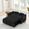 55" Loveseat Pull Out Couch, Modern Sleeper Sofa Couch w/Pull Out Bed Velvet Convertible Sleeper Sofa Bed, Tuft Futon Sofa Couch w/Pillows & Side Pockets Small Space, Living Room, Apartment view 3