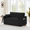 55" Loveseat Pull Out Couch, Modern Sleeper Sofa Couch w/Pull Out Bed Velvet Convertible Sleeper Sofa Bed, Tuft Futon Sofa Couch w/Pillows & Side Pockets Small Space, Living Room, Apartment view 4