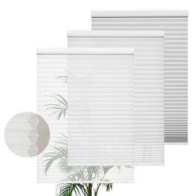 Persilux Custom Window Blinds Cordless Cellular Shades Light Filtering Cellular Blinds for Windows 1.8" Single Honeycomb Shades UV Protection Window Shades for Home, Office (White, 65" W x 86" H)