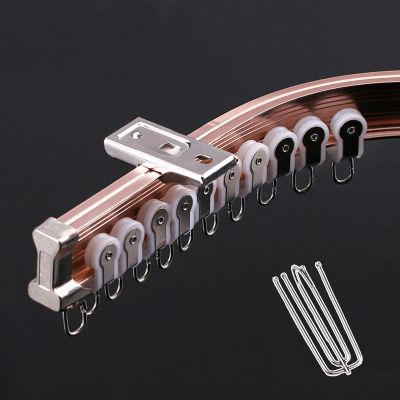 TUJOBA Curtain Track Bendable Flexible Curtain Track Pole Ceiling Mount, Quiet Cuttable Curved Curtain Rod Heavy Duty, Curtain Rail System for Hospital/Living Room (Color : Pink, Size : 2.7m(8.9ft))