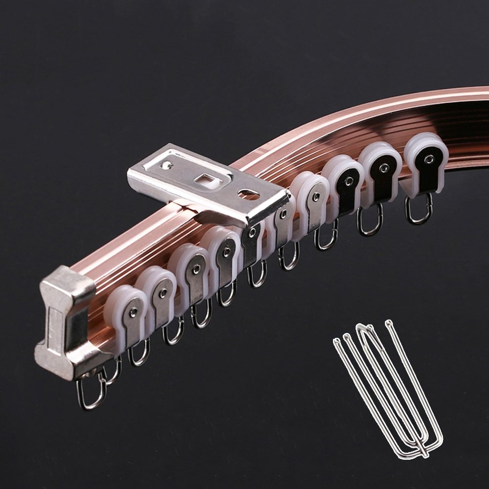 TUJOBA Curtain Track Bendable Flexible Curtain Track Pole Ceiling Mount, Quiet Cuttable Curved Curtain Rod Heavy Duty, Curtain Rail System for Hospital/Living Room (Color : Pink, Size : 2.7m(8.9ft))