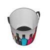 Round Laundry Basket with Handles Personalized Laundry Hamper for Bedroom Cocktail Glasses Circular Laundry Lightweight Waterproof Storage Basket Dirty Clothes Hamper for Bathroom Dorm view 2