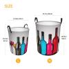 Round Laundry Basket with Handles Personalized Laundry Hamper for Bedroom Cocktail Glasses Circular Laundry Lightweight Waterproof Storage Basket Dirty Clothes Hamper for Bathroom Dorm view 3