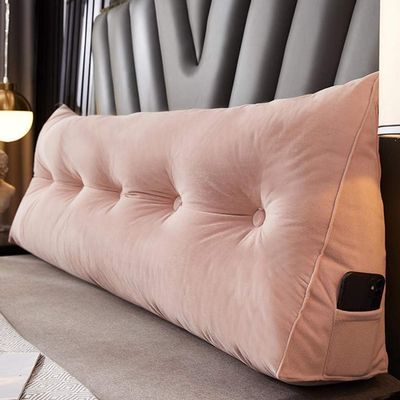 COZMAX Long Headboard Backrest Queen Cushion Wedge Pillow Solid Color Neck/Back/Lumbar Support Pillow Board Dormitory Sofa Mattress for Lounging and Reading (Color : Pink, Size : 80x20x50cm)