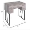 MAKLAINE 4-Drawer Contemporary Wooden Writing Desk in Gray and Black view 3