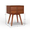 Alpine Furniture Flynn 2-Drawer Mahogany and Veneer Small Nightstand with Legs, Chestnut view 2