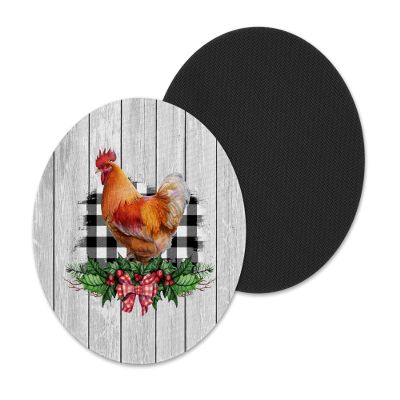 Christmas Chicken Plaid & Barnwood Rustic Design Coasters for Drinks Table Decor Festive Housewarming Hostess Gift Idea Handmade by The Painted Pug (Set of 4) (Christmas Chicken)