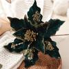 Ansho Pack of 6 Glitter Poinsettia Flower 11 Inches Large Artificial Christmas Flower Decoration Christmas Tree Ornaments Wreath Garland Decoration (Green) view 1