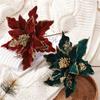 Ansho Pack of 6 Glitter Poinsettia Flower 11 Inches Large Artificial Christmas Flower Decoration Christmas Tree Ornaments Wreath Garland Decoration (Green) view 2