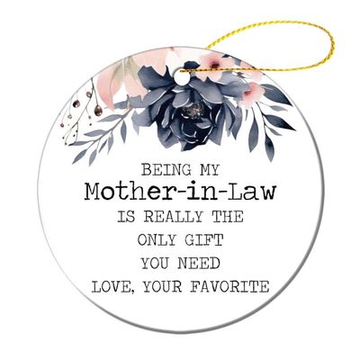 Being My Mother in Law Funny Christmas Ornament Mother in Law Birthday Gift Ceramic Keepsake Xmas Tree Decoration Hanging Pendant Gift Tag Round Holiday Bauble Funny Gifts 3"