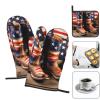 American Flag with Cowboy Boots Oven Mitts and Pot Holders SetUltimate Heat Resistant Set for Kitchen and Dining view 3