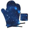 Blue Shining Stars Pattern Oven Mitts and Pot Holders SetUltimate Heat Resistant Set for Kitchen and Dining view 2