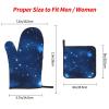 Blue Shining Stars Pattern Oven Mitts and Pot Holders SetUltimate Heat Resistant Set for Kitchen and Dining view 4