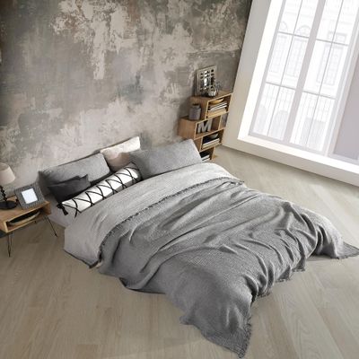 DestinyHomeTex Organic Cotton 4-Layer Muslin California King Coverlet Bedspread Lightweight Top Layer, Dual Color, Ultra Soft & Breathable, No Ironing Required, Pre-Washed (Gray & Pale Gray)