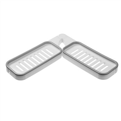 BAHELS Shower Caddy 180 Corner Punch-Free Drain Rack, Bathroom Shampoo Soap Storage Holder Rack Shelf Sticky Storage Shelving Bathroom Accessories Bathroom Organizer (Color : Gray)