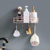 BAHELS Shower Caddy Bathroom Wall Mounted Draining Rack, Anti Rust Toothbrushes Toothbrush Cup Storage Holder, Fixed Four Hooks Kitchen Spice Rack Bathroom Organizer (Color : Pink) view 2