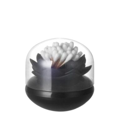 Toothpick Dispenser Toothpick cotton swab flower design storage container Toothpick storage tube with lid Toothpick Holder (Color : Black)