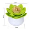 Toothpick Dispenser Toothpick cotton swab flower design storage container Toothpick storage tube with lid Toothpick Holder (Color : Black) view 2